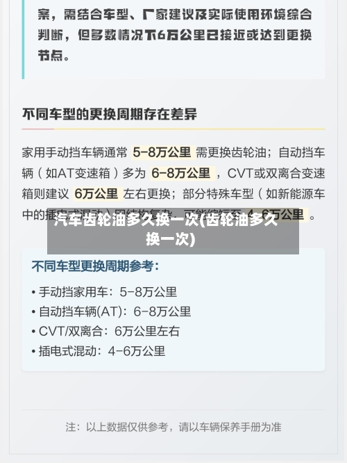 汽车齿轮油多久换一次(齿轮油多久换一次)-第2张图片
