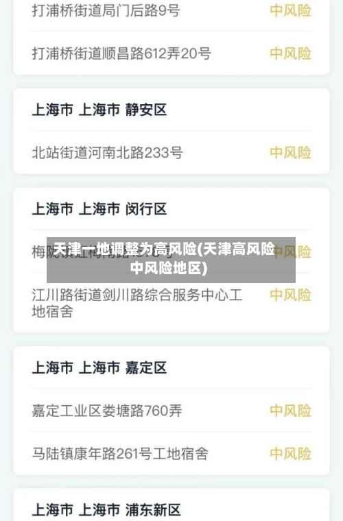 天津一地调整为高风险(天津高风险中风险地区)