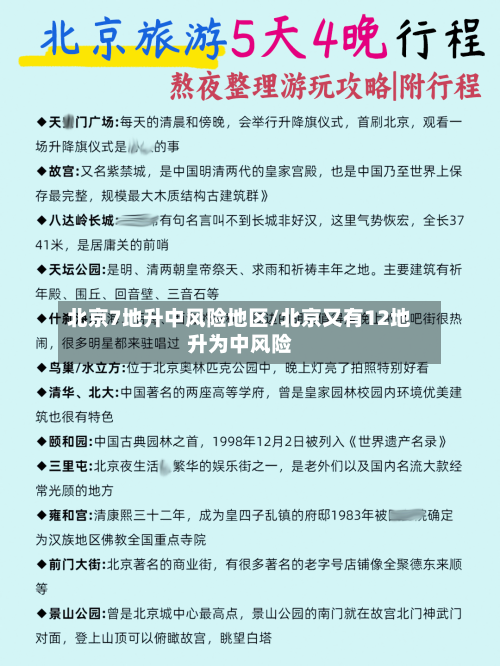 北京7地升中风险地区/北京又有12地升为中风险