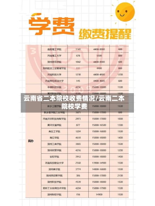 云南省二本院校收费情况/云南二本院校学费-第2张图片