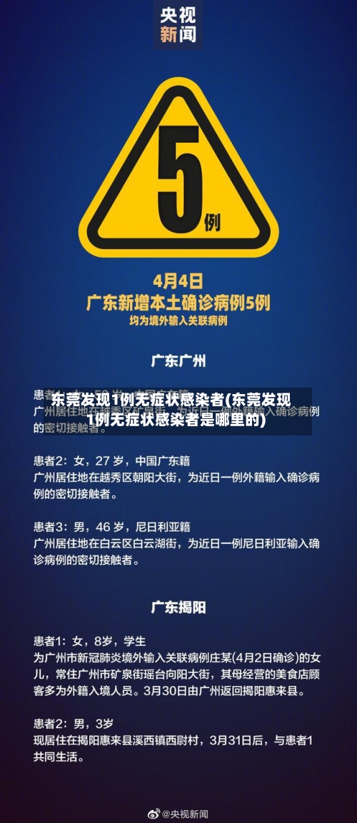 东莞发现1例无症状感染者(东莞发现1例无症状感染者是哪里的)