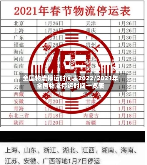 全国物流停运时间表2022/2021年全国物流停运时间一览表